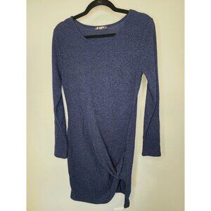 BTFBM Navy Blue Knit Sweater Dress Women’s Size L Long Sleeve Tie Front